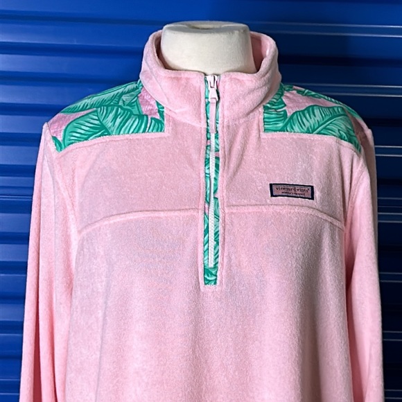 Vineyard Vines Banana Leaf Terry Relaxed Shep Shirt Pink Green Size Large - Picture 12 of 12
